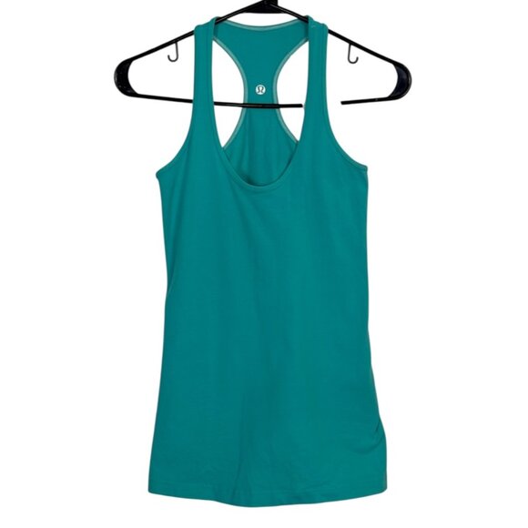lululemon athletica Tops - Lululemon Cool Racerback Tank Top Size 6 Teal Fitted Yoga Gym